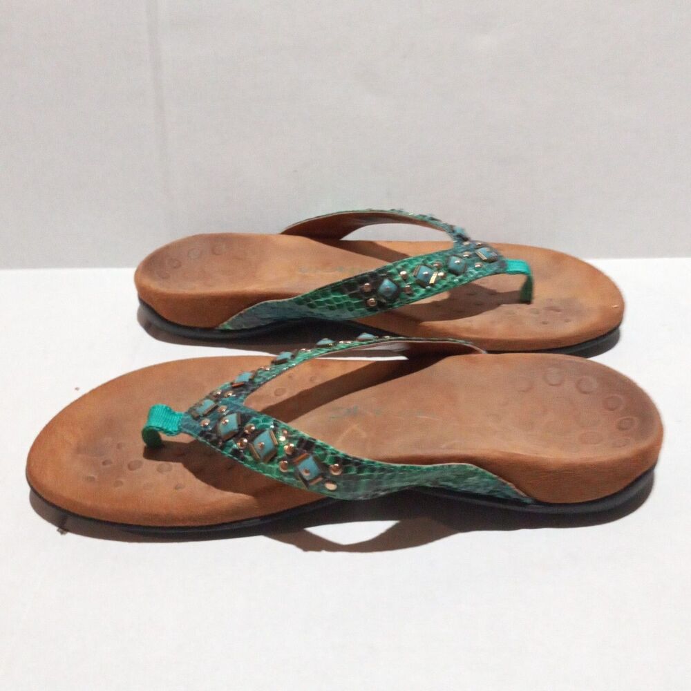 Vionic Floriana Thong Sandal-Size 8W-Faux Snakeskin-Beaded-Arch Support-Comfort - Picture 4 of 10